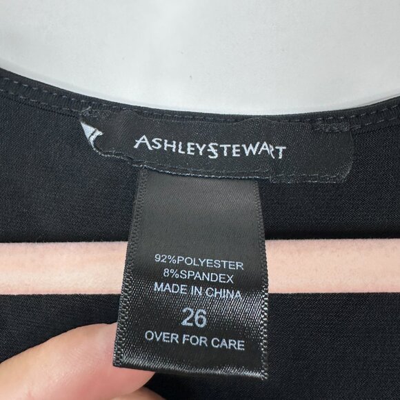 2/$30 Ashley Stewart Floral Faux Wrap High Low Dress Black White 26 #A1256 - Picture 5 of 6